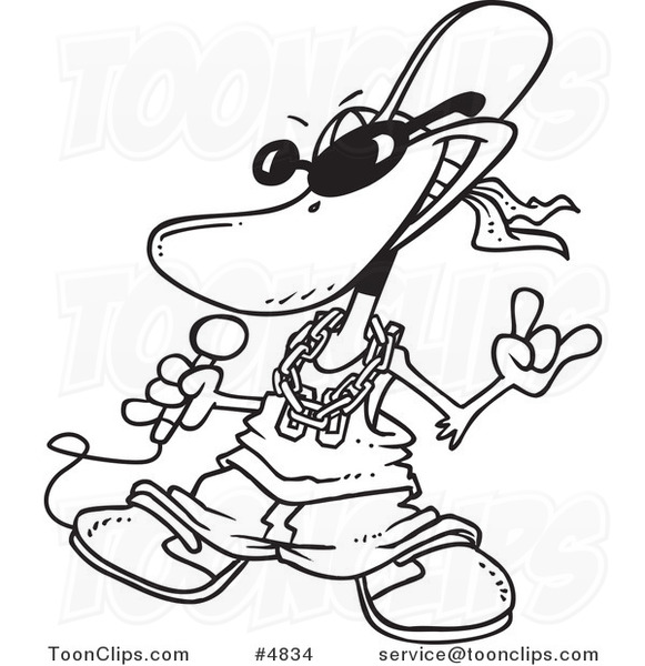 581x600 Cartoon Black And White Line Drawing Of A Duck Rapper