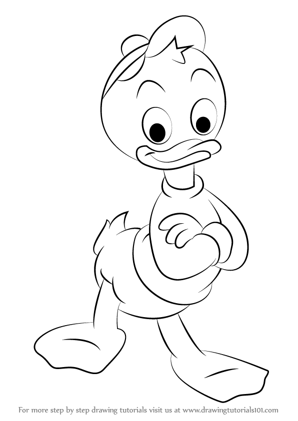 596x843 Learn How To Draw Huey Duck From Ducktales (Ducktales) Step By