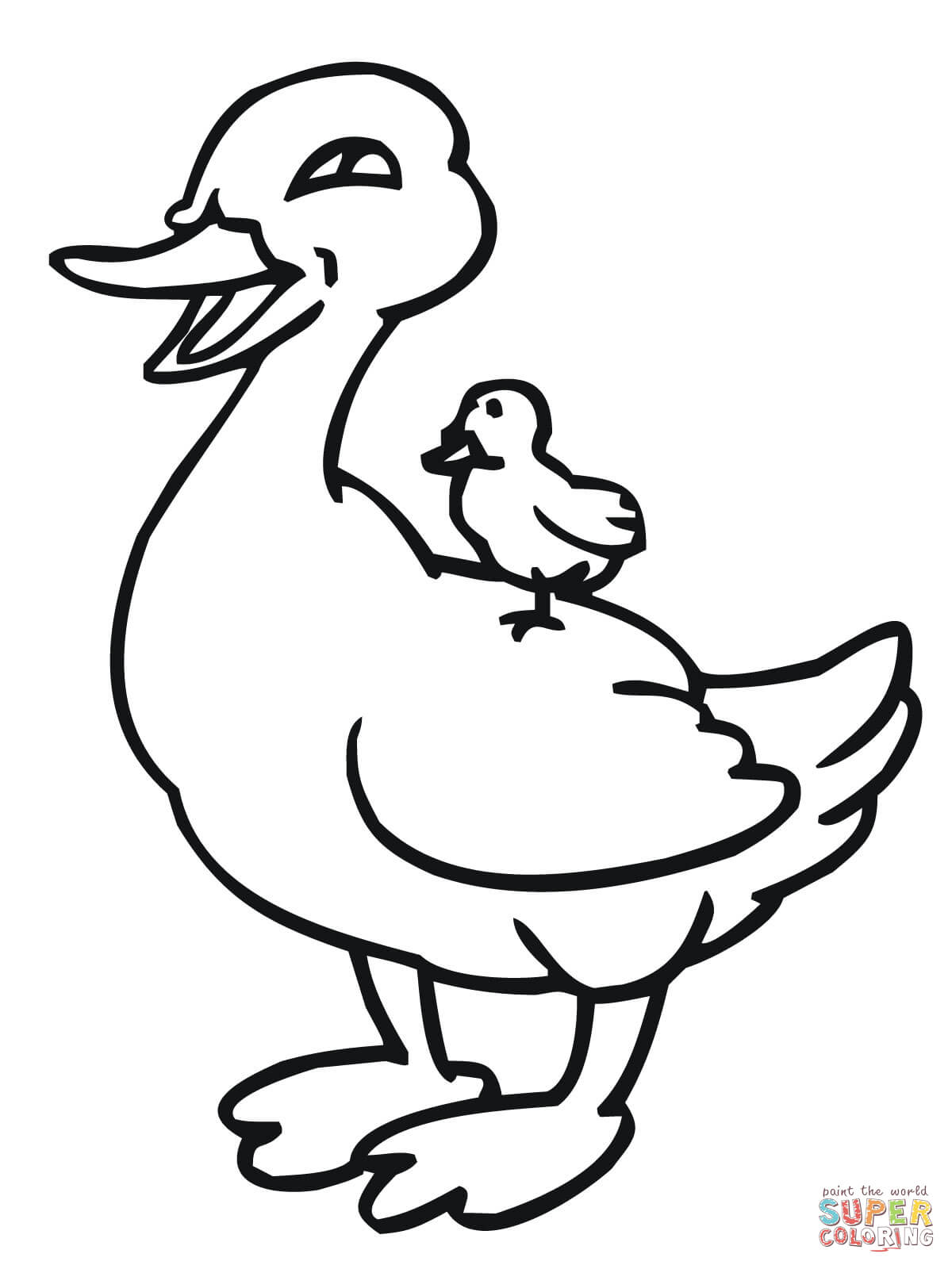 1200x1600 Baby Duckling Riding On Mother Duck Coloring Page Free Printable