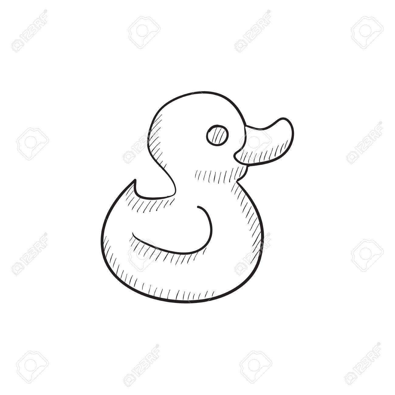 1300x1300 Bath Duck Vector Sketch Icon Isolated On Background. Hand Drawn