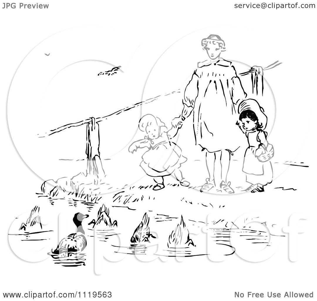 1080x1024 Clipart Of Retro Vintage Blacknd White Mothernd Girlst