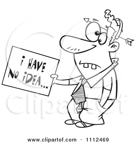 450x470 Clipart Outlined Dumb Man With An Arrow Through His Head Holding