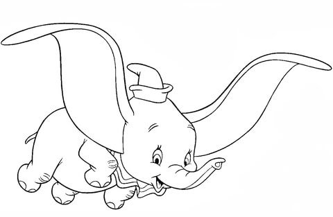 480x313 Dumbo, The Flying Elephant Coloring Page Free Printable Coloring