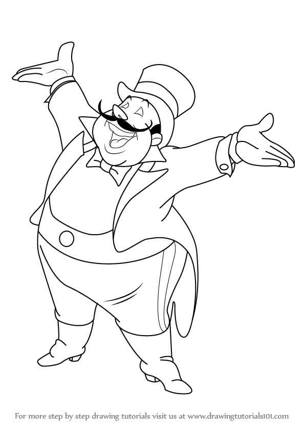 596x843 Learn How To Draw The Ringmaster From Dumbo (Dumbo) Step By Step