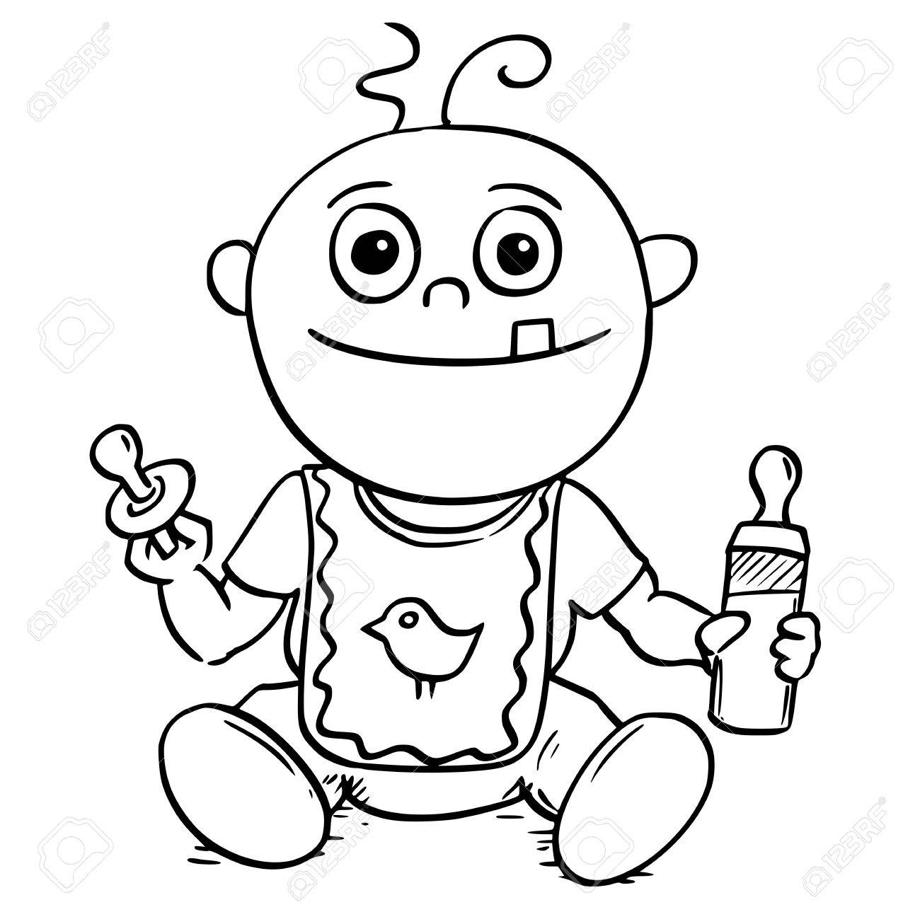 1300x1289 Hand Drawing Cartoon Vector Illustration Of Happy Smiling Baby