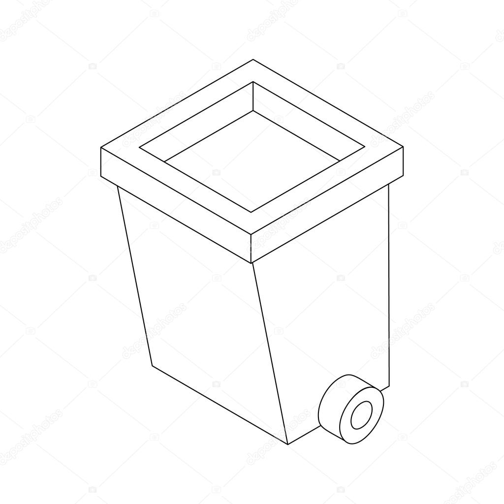1024x1024 Dumpster On Wheels Icon, Isometric 3d Style Stock Vector