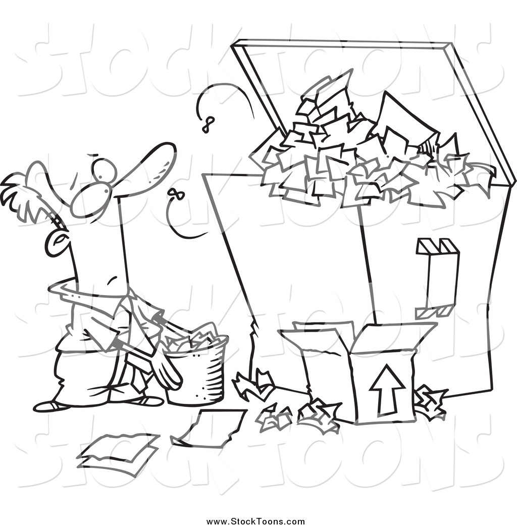 1024x1044 Stock Cartoon Of Lineart Businessman Tossing More Waste Into