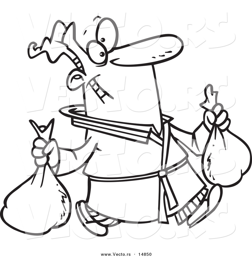 1024x1044 Vector Of A Cartoon Man Happily Taking Out Two Trash Bags