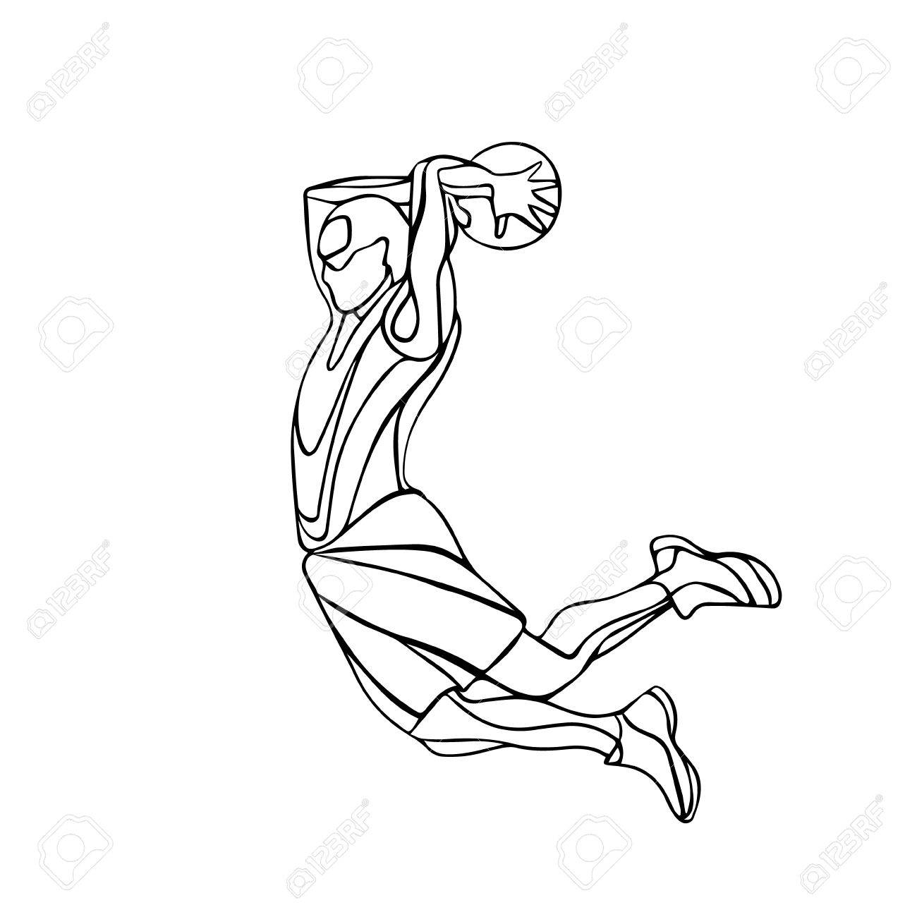 1300x1300 Basketball Player. Slam Dunk Silhouette. Vector Illustration