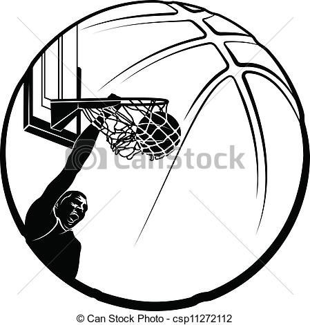 449x470 Vector Clip Art Of Basketball Dunk Silhouette