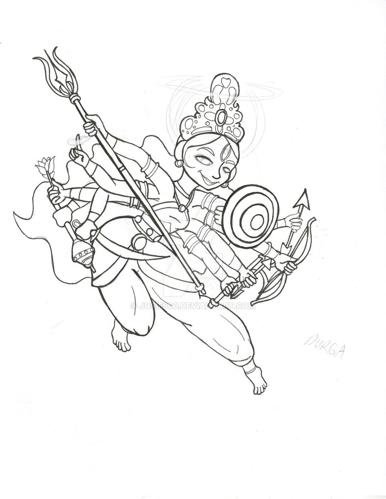 786x1017 Hindu Goddess Remix Line Work Durga By Josie900