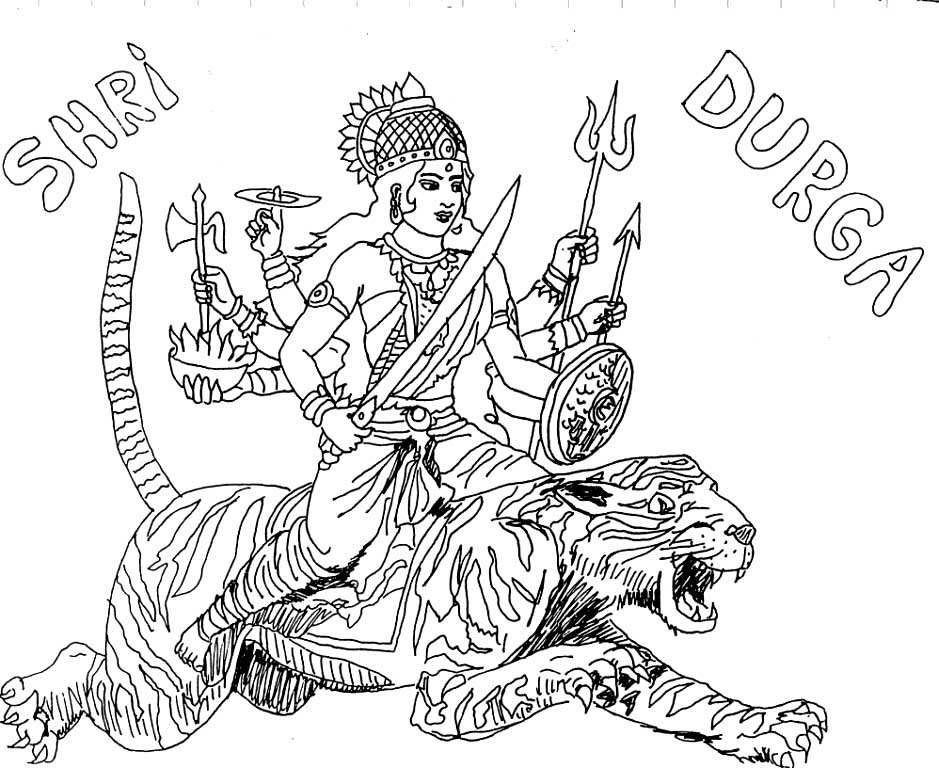 939x768 Coloring Pages Of Goddesses For Free Goddess Durga Coloring