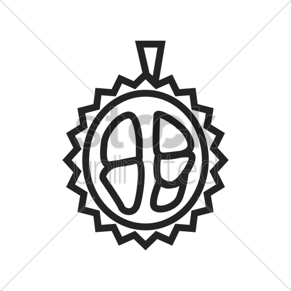 600x600 Durian Cut Into Half Vector Image