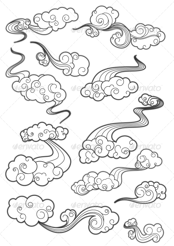 590x834 Retro Clouds Set Cloud, Tattoo And Drawings