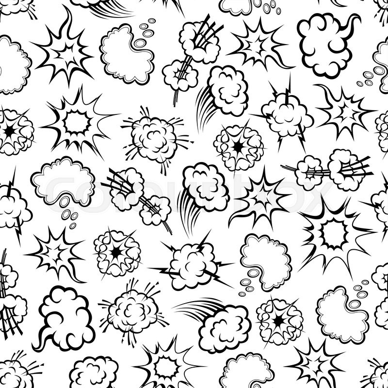 800x800 Seamless Comics Action Bubbles Background With Black And White