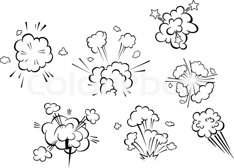 800x574 Set Of Cartoon Clouds Of Explosion For Comics Or Another Design