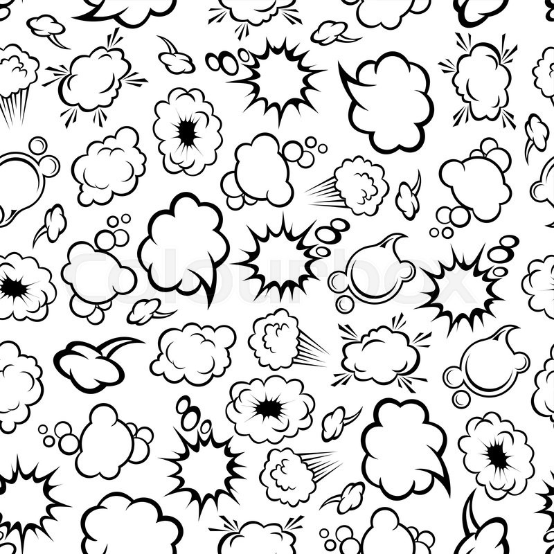 800x800 Black White Seamless Comic Book Clouds Pattern Of Thought