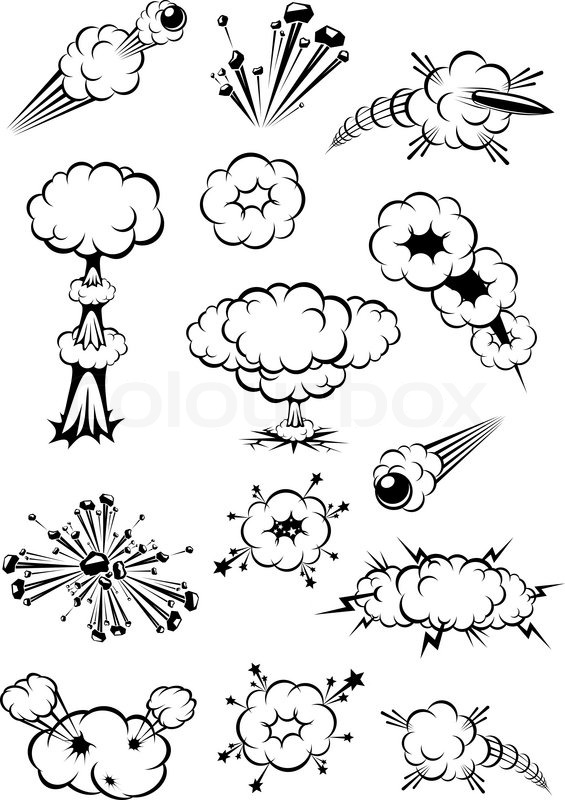 565x800 Cartoon Black And White Explosions Bombs And Motion Trails