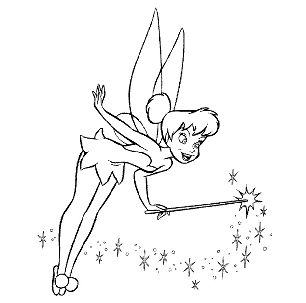 623x616 Cute Black Outline Fairy With Fairy Dust Tattoo Stencil