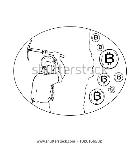 450x470 Drawing Sketch Style Illustration Of Bitcoin Miner Mining Hacking