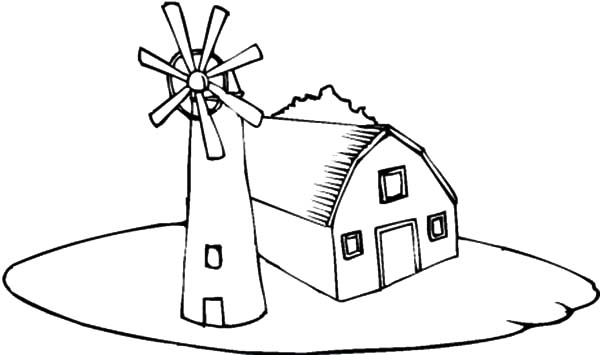 600x355 Farm House Coloring Pages Farmhouse Near The Windmills Coloring