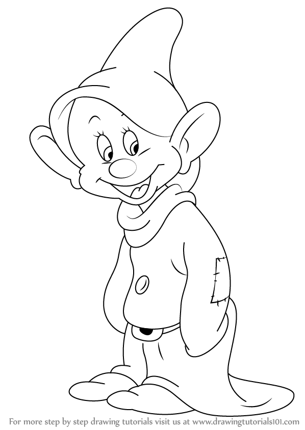 598x844 Learn How To Draw Dopey Dwarf From Snow White And The Seven Dwarfs