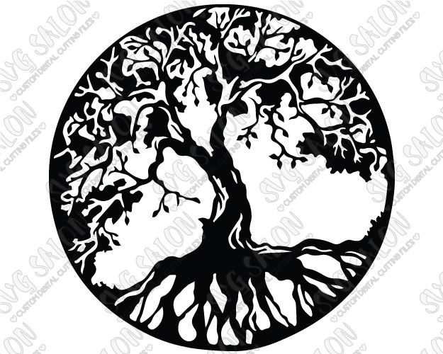 625x500 Tree Of Life Circle Silhouette Cutting File In Svg, Eps, Dxf, Jpeg