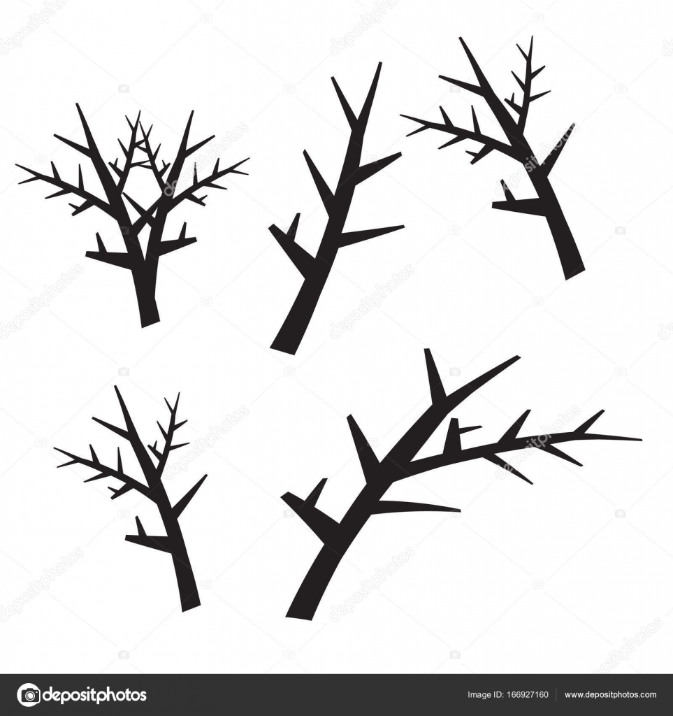 963x1024 Dead Tree Silhouettes. Dying Black Scary Trees Forest Vector Ill