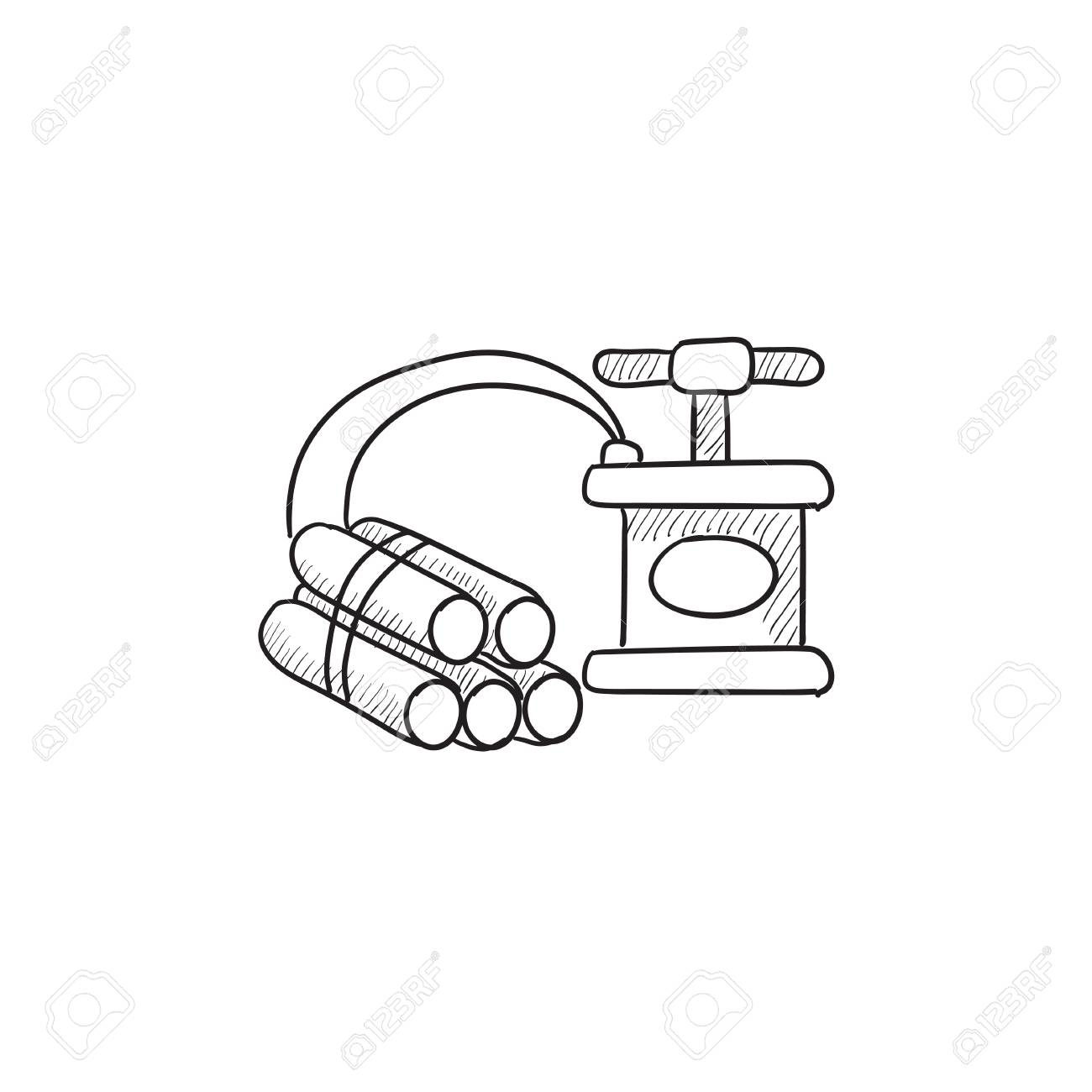 1300x1300 Dynamite And Detonator Vector Sketch Icon Isolated On Background