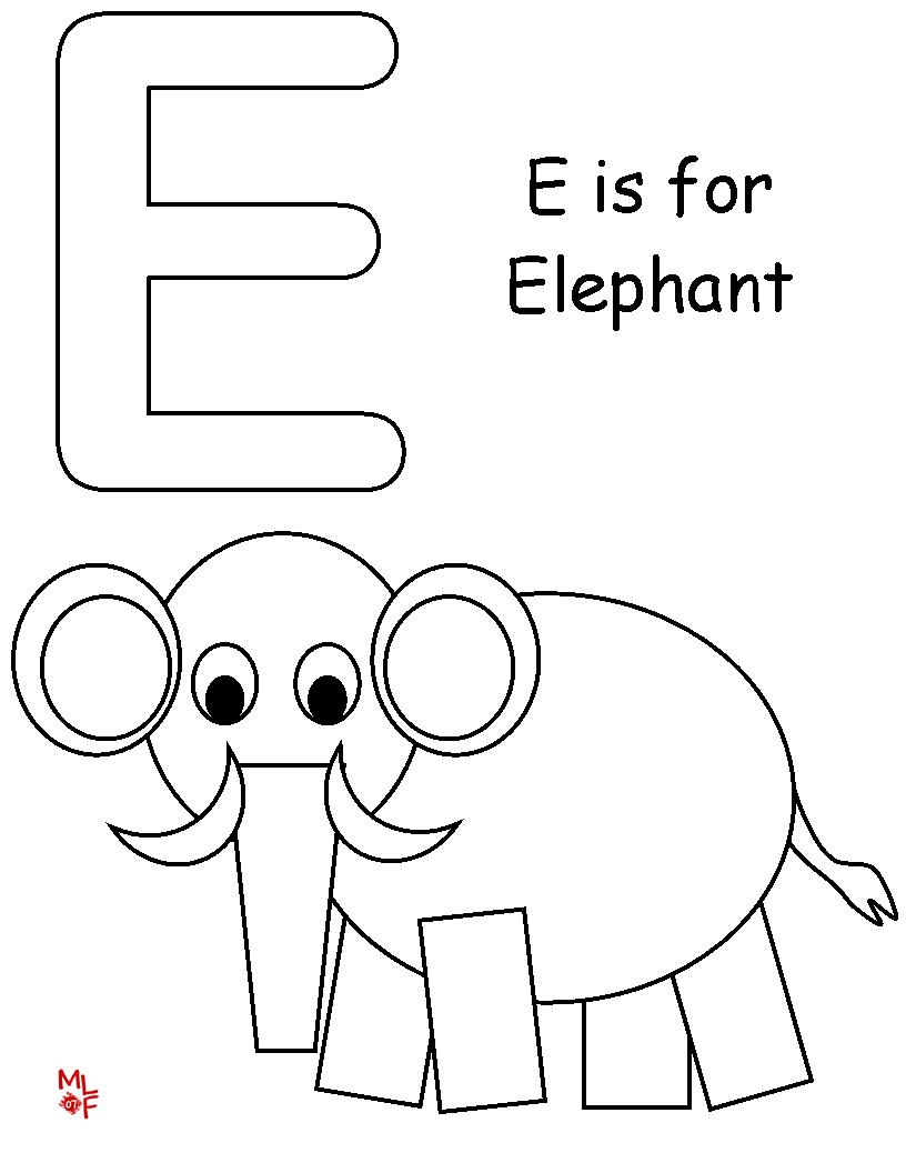 816x1056 E Is For Elephant Coloring Page