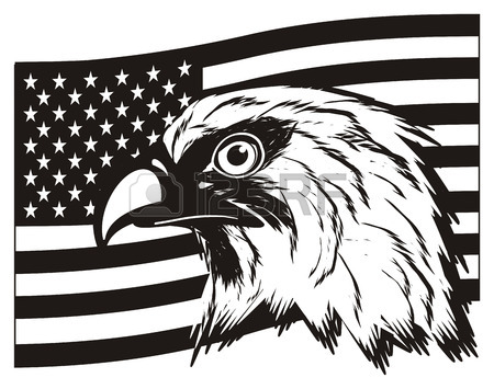 450x355 Black And White Usa Flag With Head Of Eagle Stock Photo, Picture