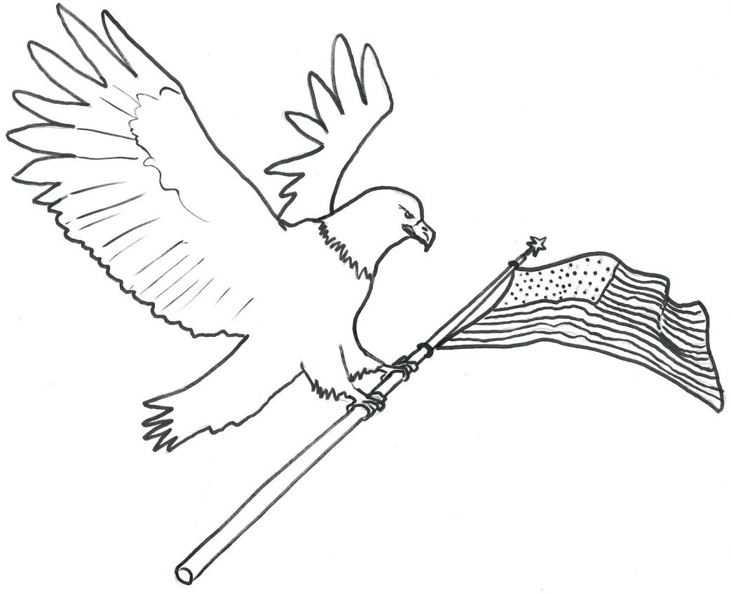 1043x848 Bald Eagle Coloring Pages Printable Drawn Cute Pencil And In Color