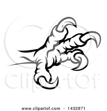 450x470 Clipart Of Blackand White Eagle Claw And Sharp Talons