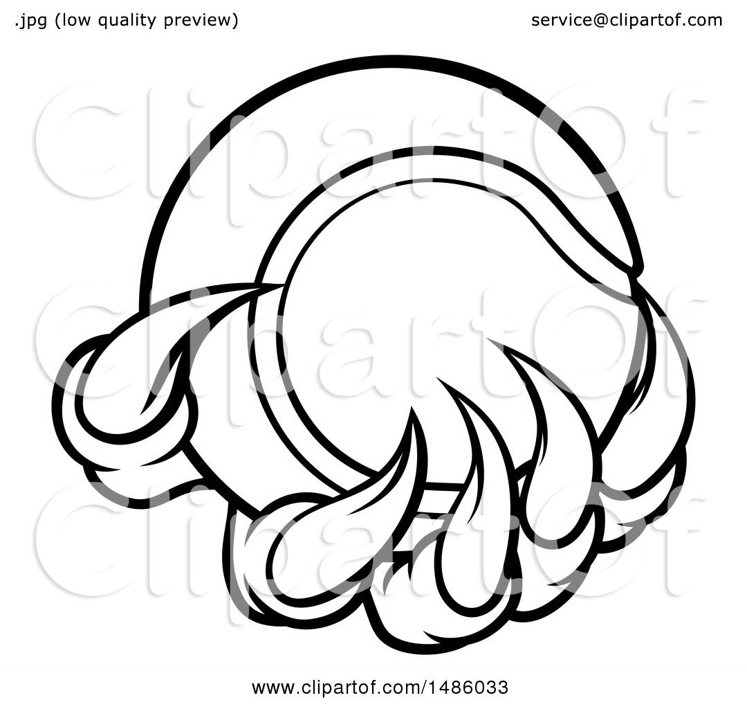 1080x1024 Clipart Of Black And White Monster Or Eagle Claws Holding A Tennis