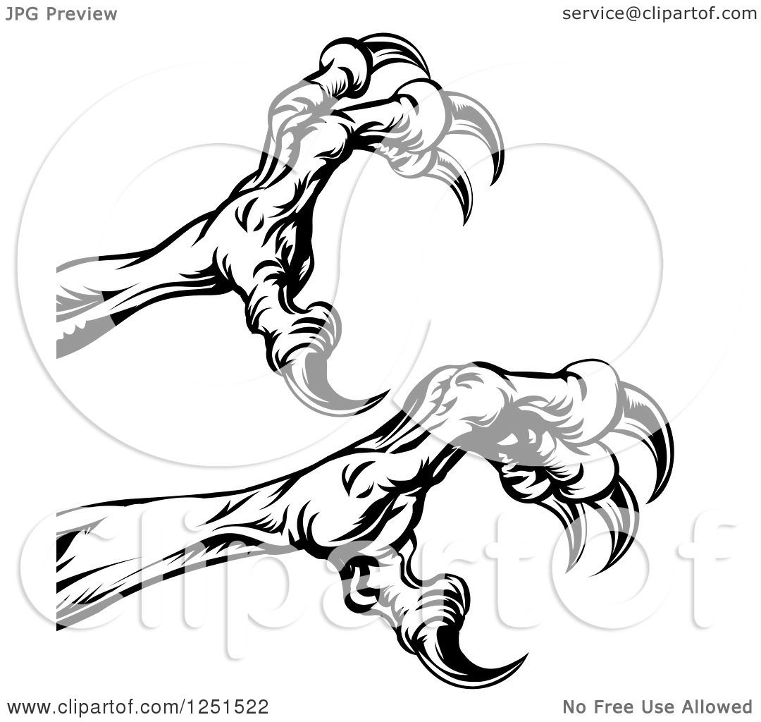 1080x1024 Clipart Of Black And White Reaching Eagle Talons