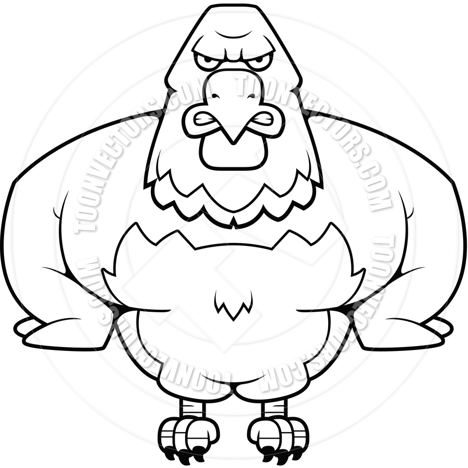 940x940 Cartoon Powerful Eagle (Black And White Line Art) By Cory Thoman