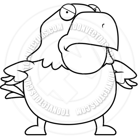 460x460 Cartoon Bald Eagle Angry (Black And White Line Art) By Cory Thoman
