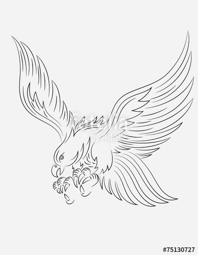 389x500 Eagle Flying, Outline Art Vector Stock Image And Royalty Free