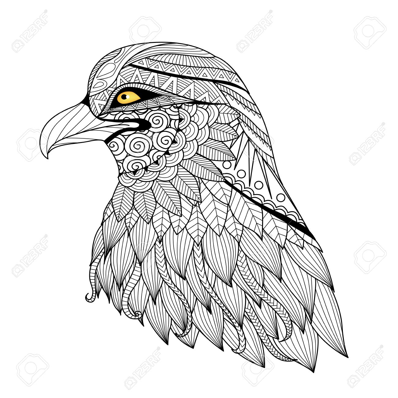 1300x1300 Detail Eagle For Coloring Page, Tattoo, T Shirt Design,
