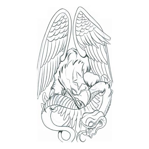 500x500 Eagle With Snake Tattoo Design