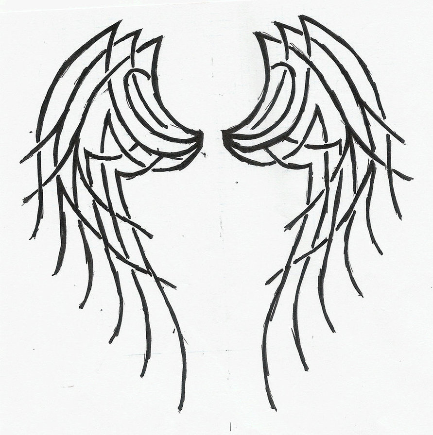 891x896 Tribal Angel Wings Tattoo By Katerlin