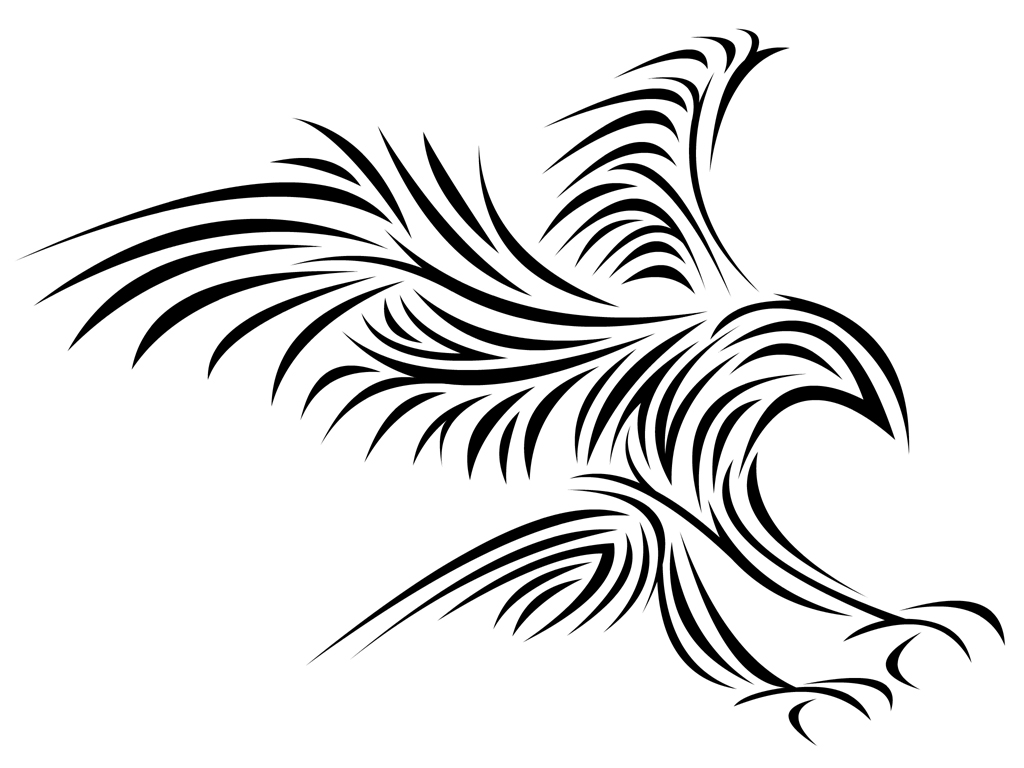 1024x768 Tribal Bird By Nimja