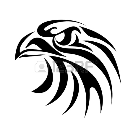 450x450 Black Graphic Drawing Of An Eagle Head On A White Background