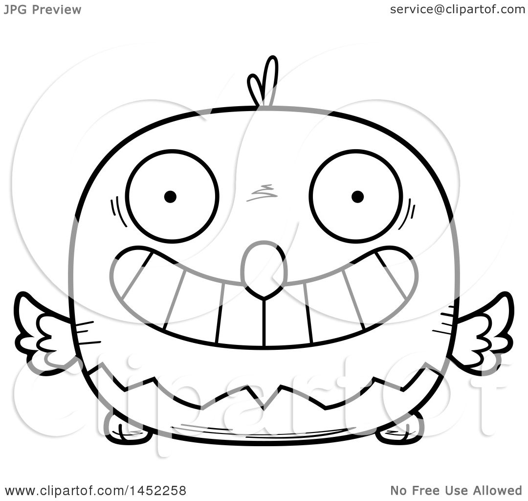 1080x1024 Clipart Graphic Of A Cartoon Black And White Lineart Grinning Bald