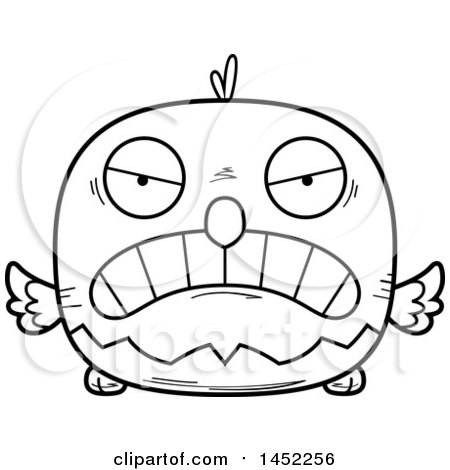 450x470 Clipart Graphic Of A Cartoon Black And White Lineart Mad Bald