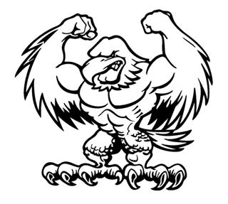 320x287 Flexing Eagle Mascot Decal Sticker