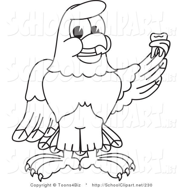 600x620 Clip Art Of A Coloring Page Of A Bald Eagle Hawk Or Falcon Holding