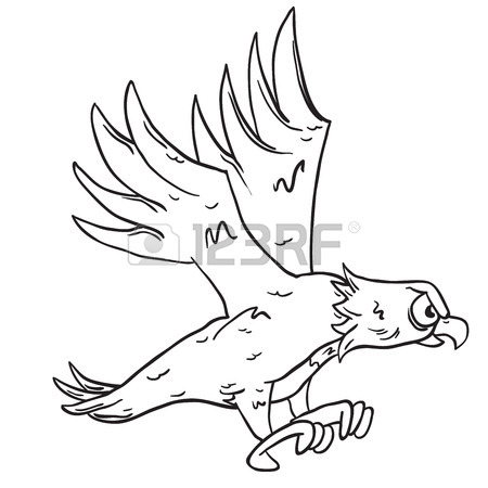 450x450 Simple Black And White Eagle Cartoon Royalty Free Cliparts