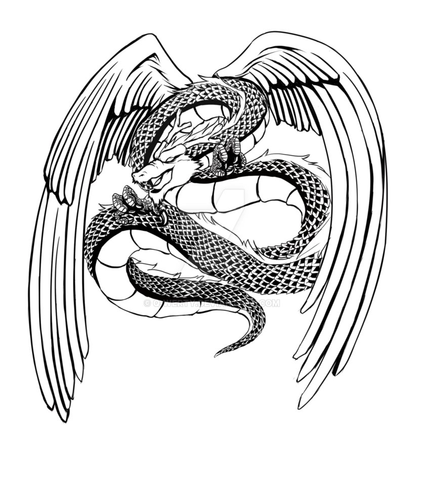 838x953 Dragon Eagle Tattoo By Q Werty