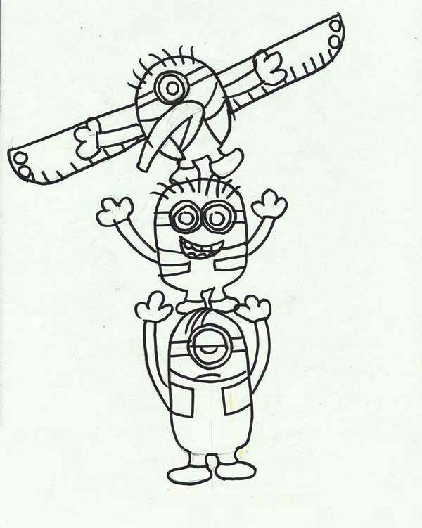 600x751 Minion Totem Poles Coloring Page